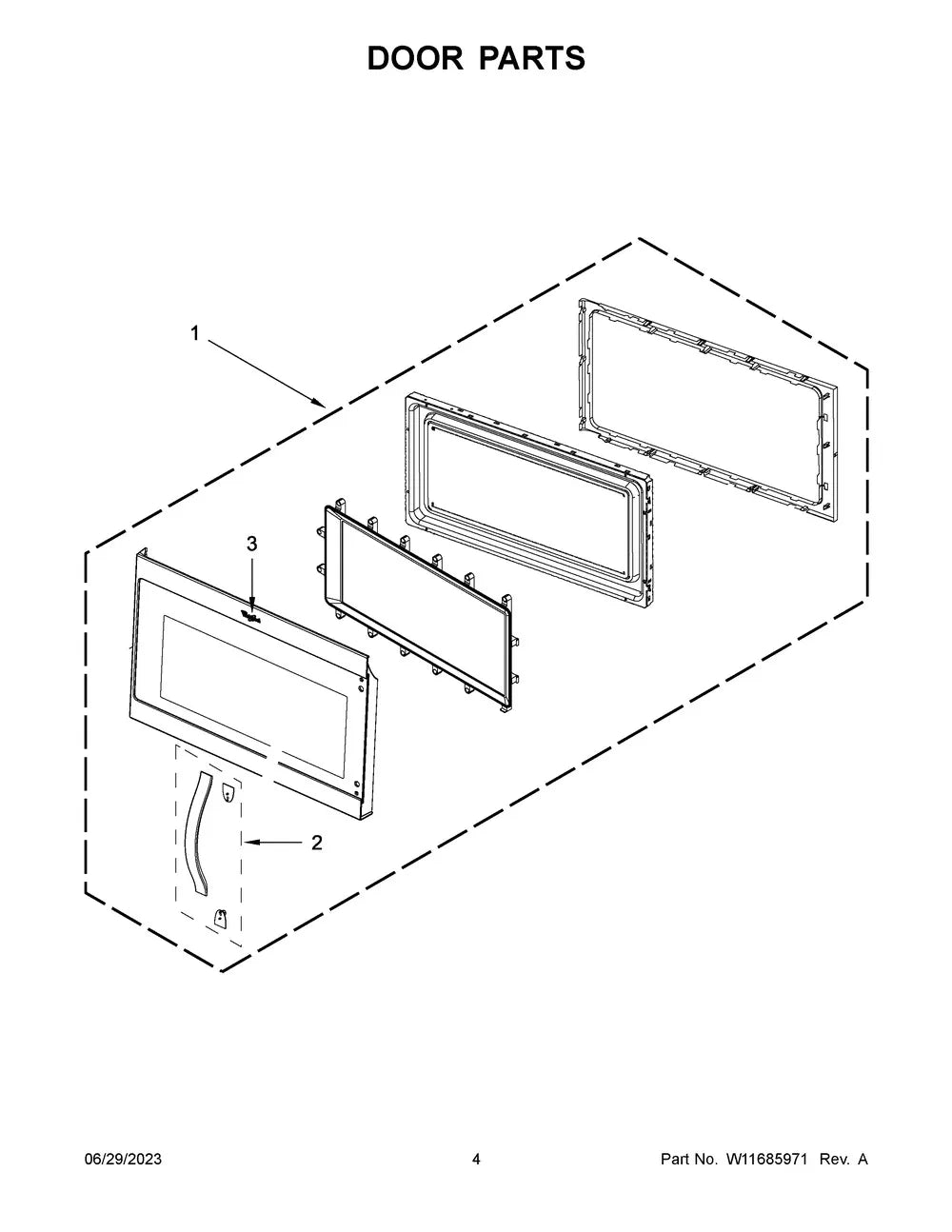 Whirlpool Microwave Door Assembly, Black W11247223