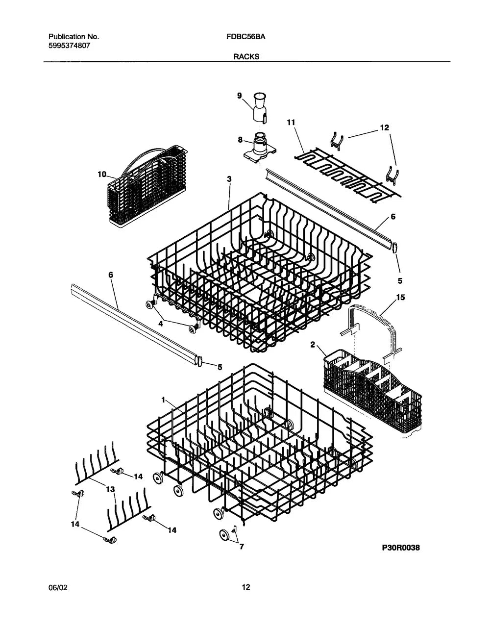 Frigidaire Dishwasher Upper Dishrack 5304535251