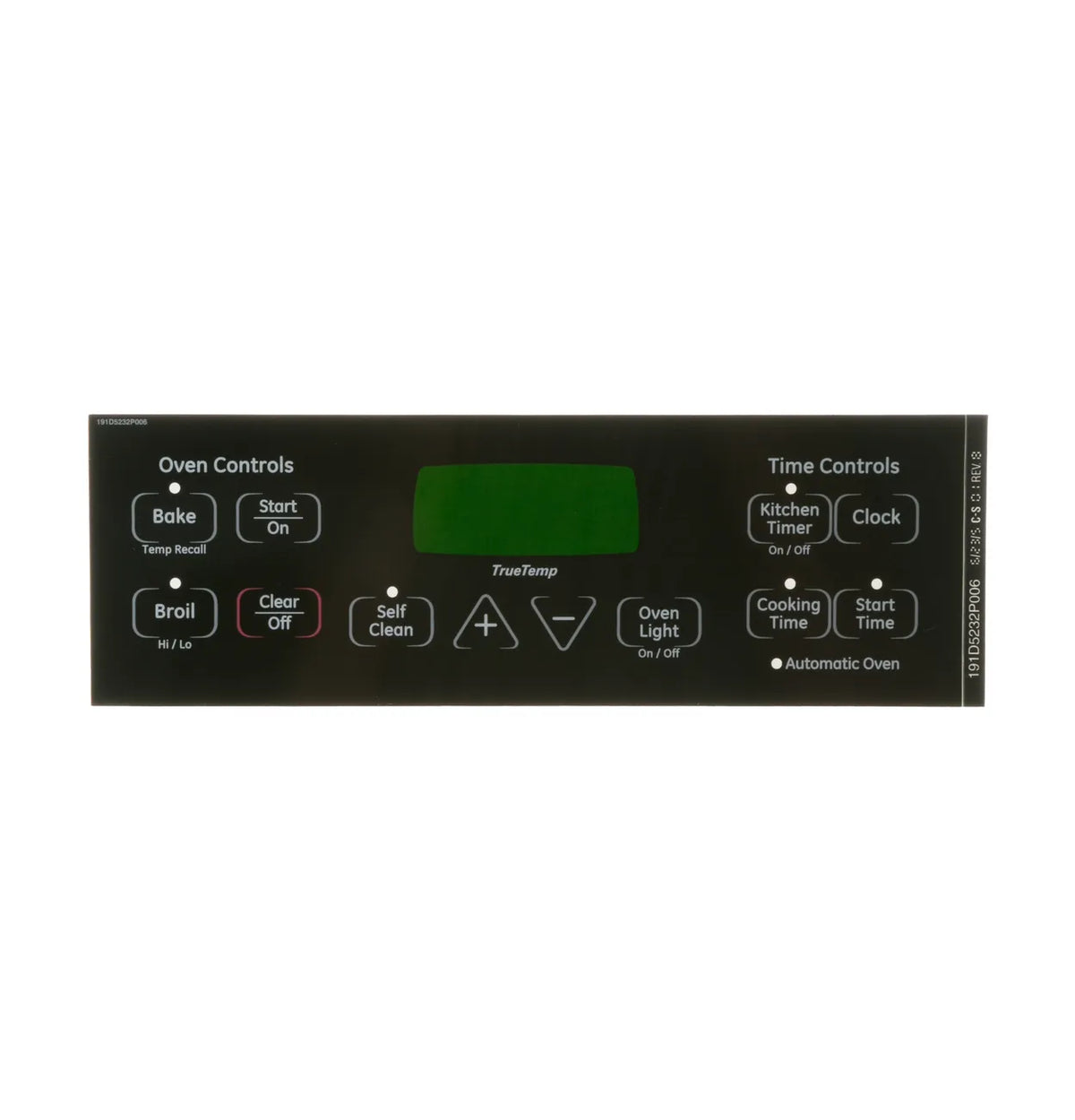 GE Range Faceplate Graphics Overlay WB27T11005