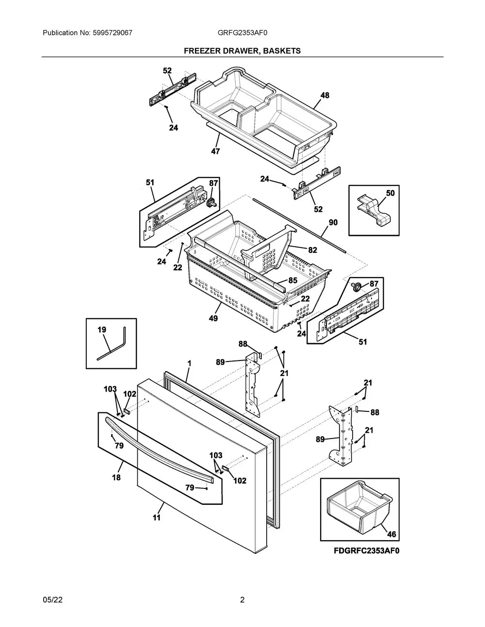 Frigidaire Refrigerator Freezer Door Handle 5304531227