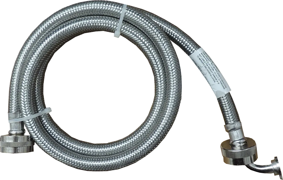 USD Products Washer Stainless Steel Full Flow Fill Hose 5 Ft. Elbow 5FT-SSEFHFF