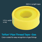 EZ-Flo Yellow Gas Line PTFE Thread Seal Tape 1/2 In x 260 In 50033