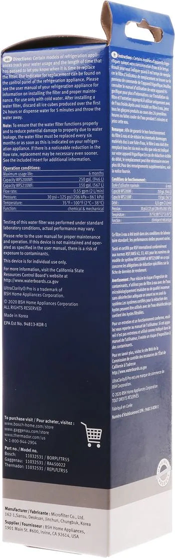 Bosch Refrigerator UltraClarityPro Water Filter 11032531