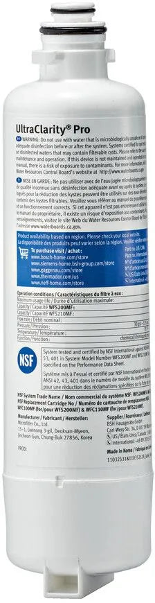 Bosch Refrigerator UltraClarityPro Water Filter 11032531