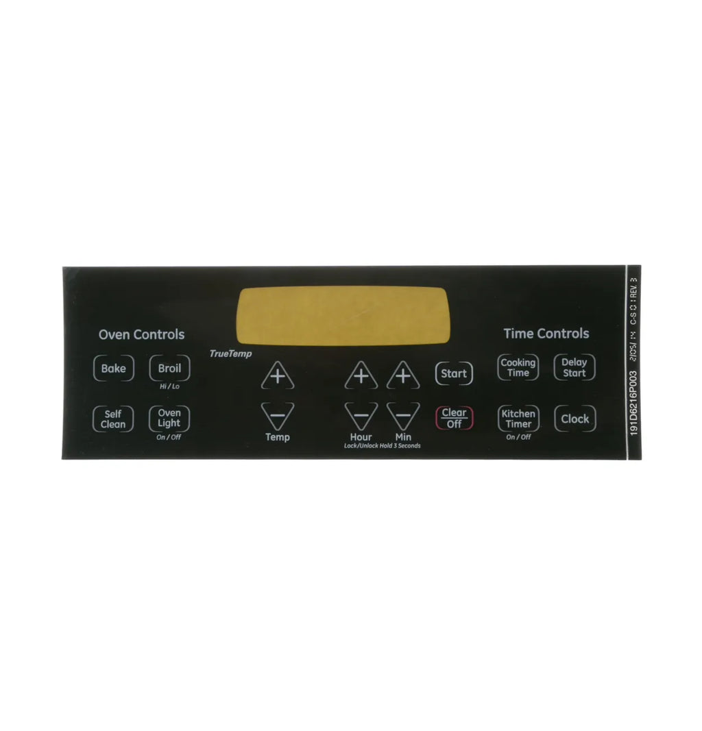 GE Range Control Board Faceplate Overlay WB27T11229