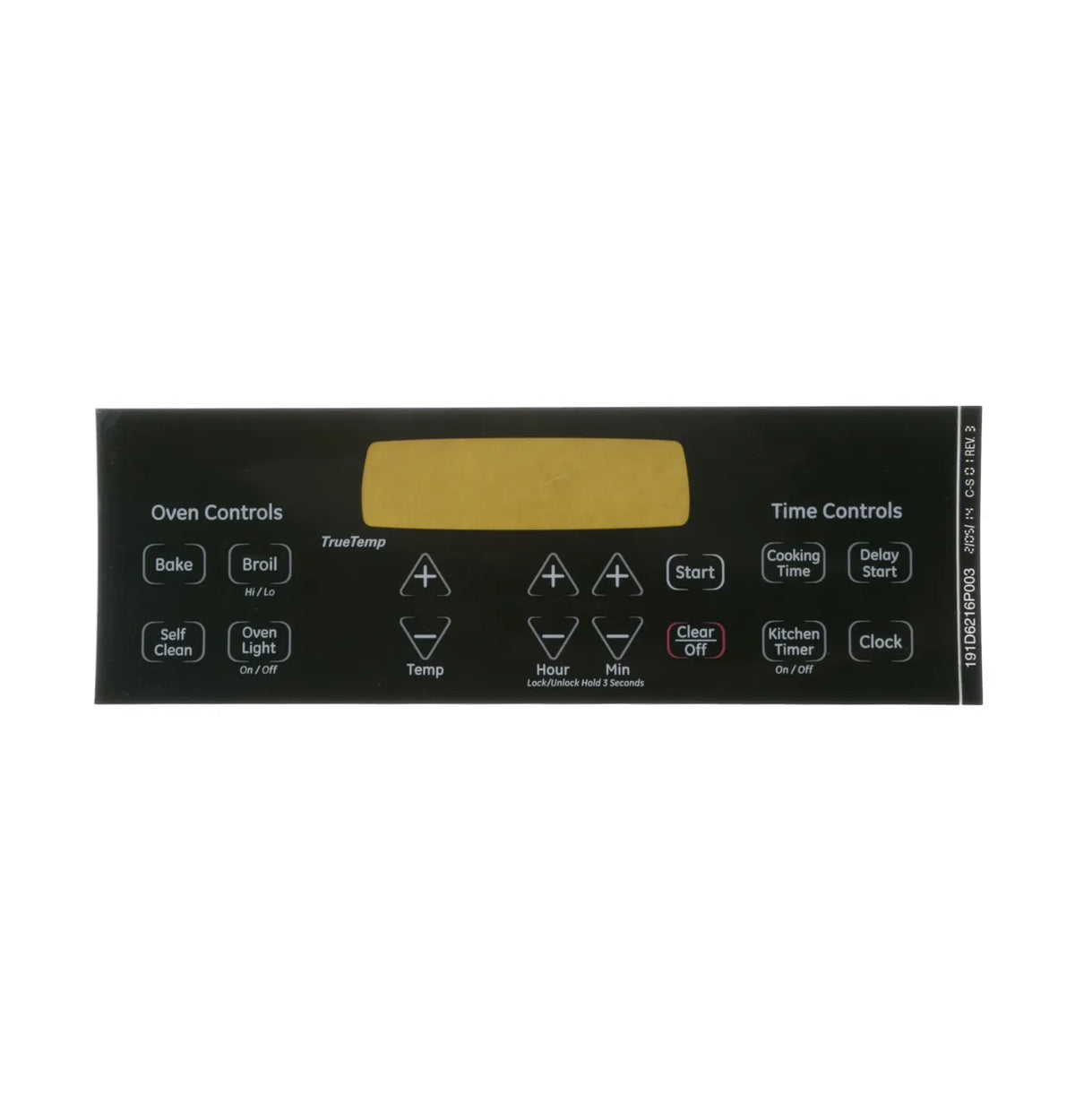 GE Range Control Board Faceplate Overlay WB27T11229