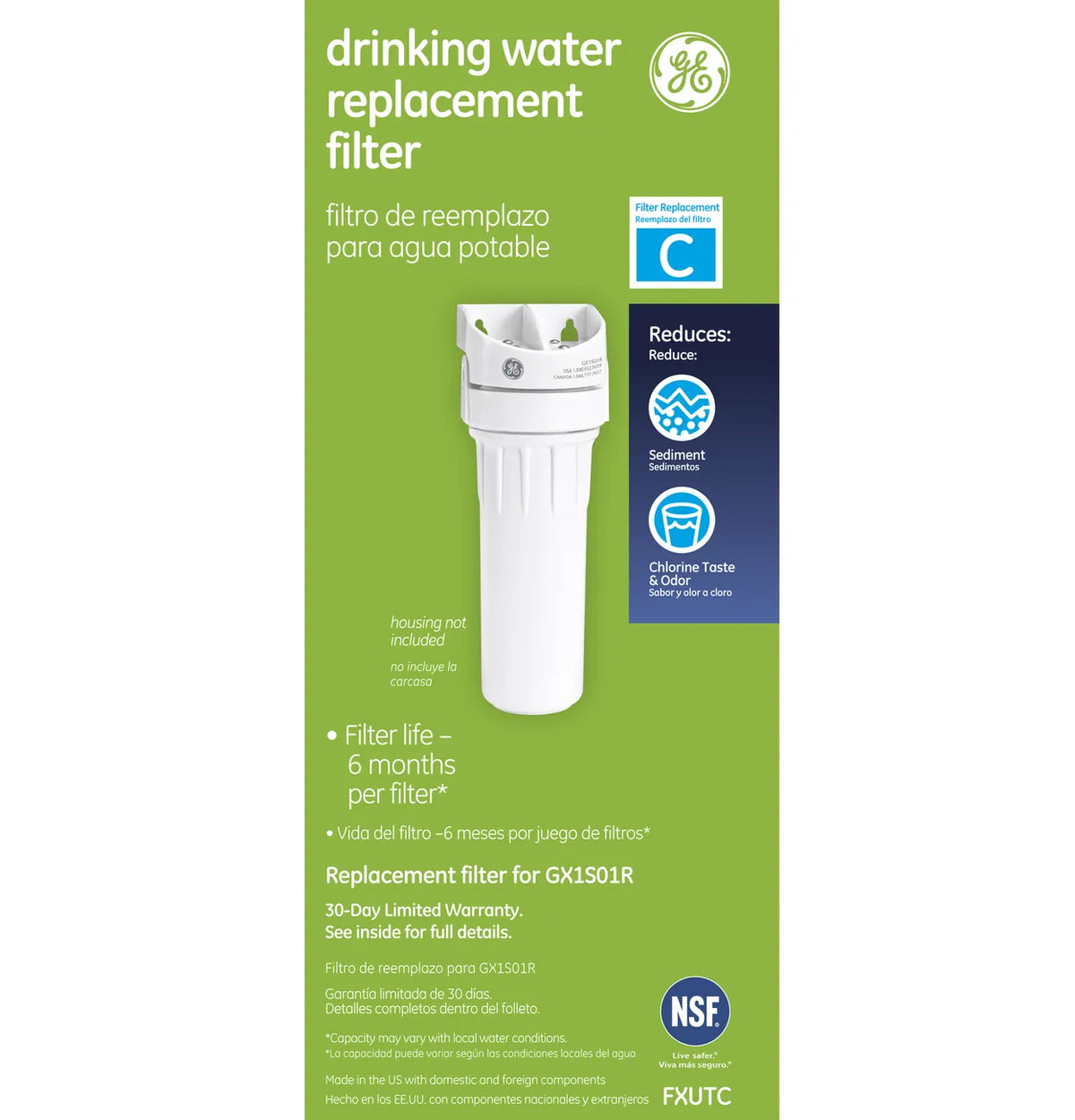 GE Single Stage Drinking Water Replacement Filter FXUTC