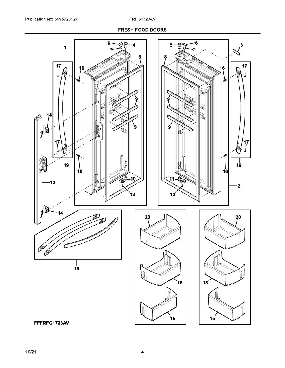 Frigidaire Refrigerator Door Assembly Left 5304529289