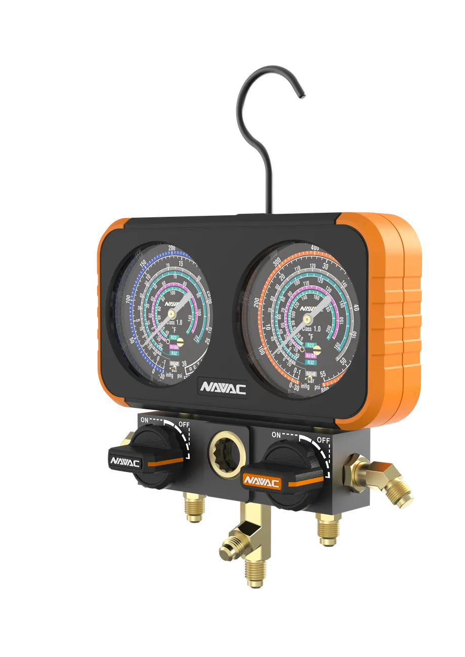 NAVAC 4-Valve Manifold Gauge Set, 3-1/8 In, A2L N2A4B
