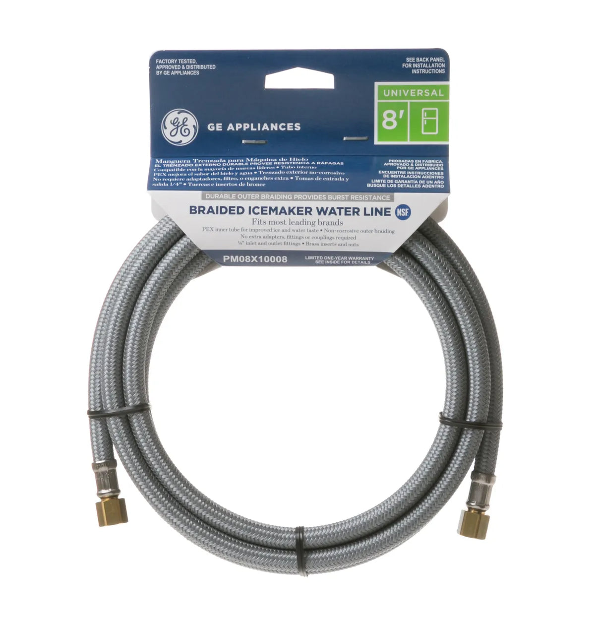 GE 8 Ft. Universal Braided Refrigerator Water Line PM08X10008