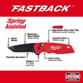 Milwaukee Fastback Spring Assisted Serrated Folding Knife 48-22-1530
