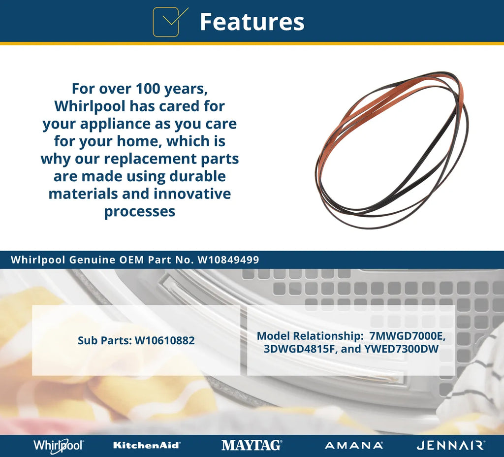 Whirlpool Dryer Drive Belt W10849499