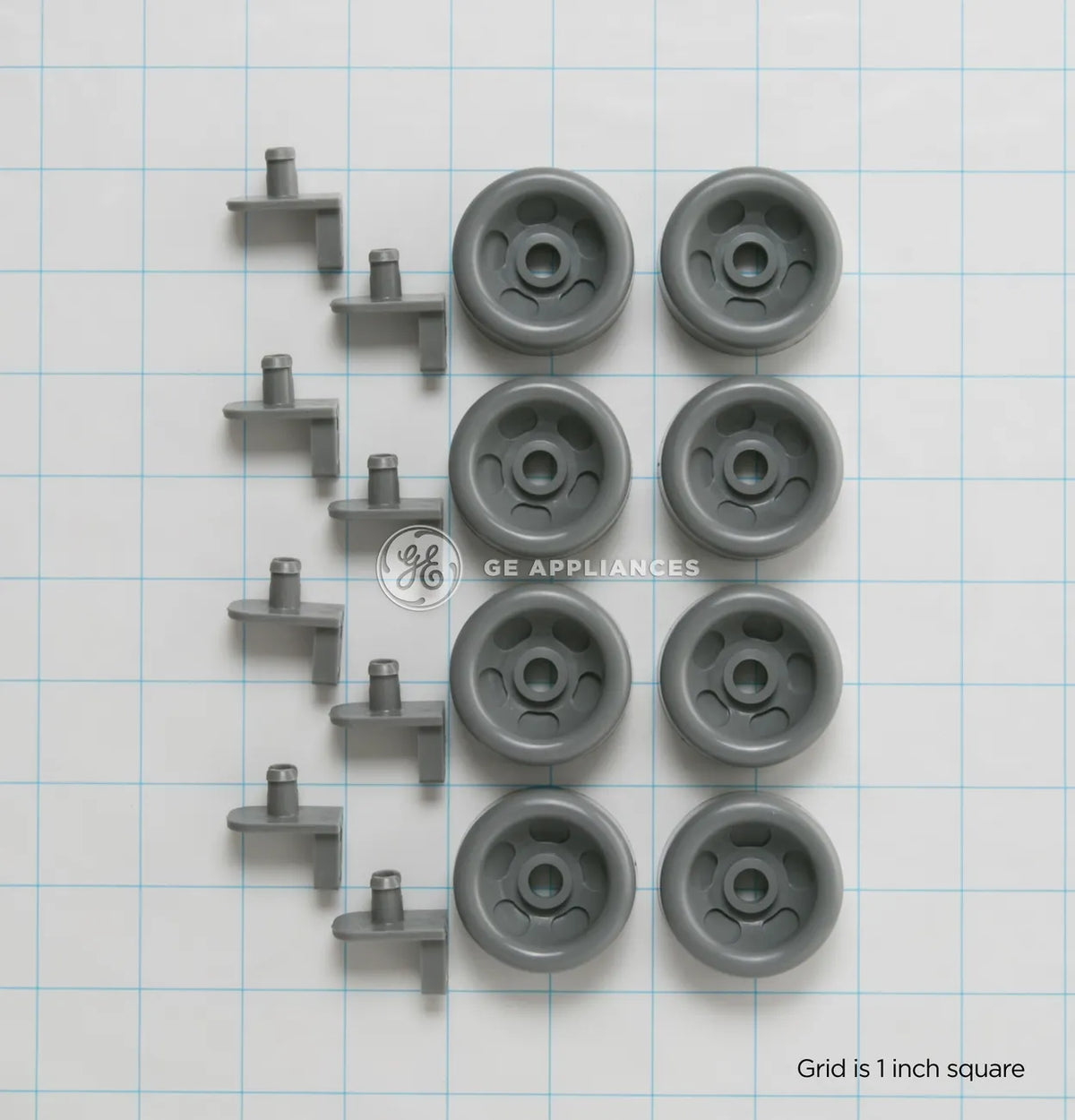 GE Dishwasher Lower Dishrack Roller and Axle Kit Gray WD35X21041