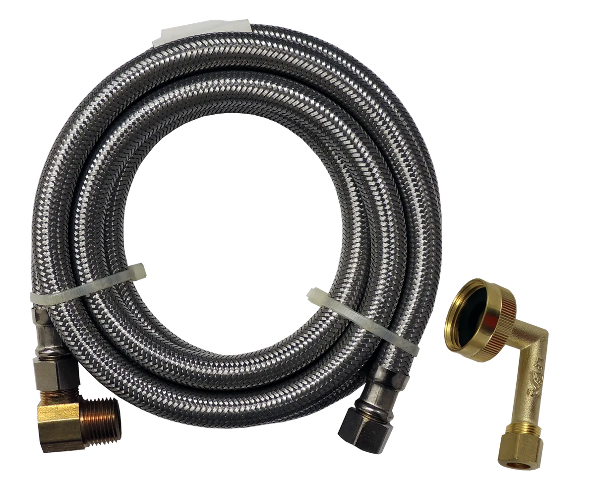 USD Products Dishwasher Stainless Steel Supply Hose 60 In. with Elbows 5FT-SSDEDWH