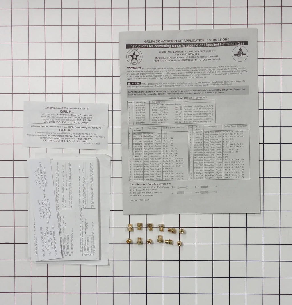 Frigidaire Range Natural to LP Gas Conversion Kit GRLP4