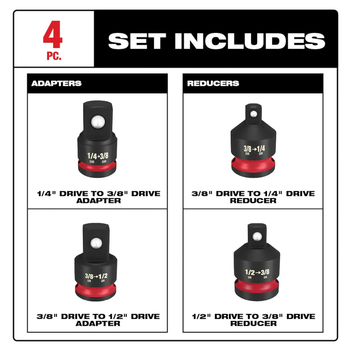 Milwaukee Shockwave Impact Duty 1/4" to 1/2" Socket Adapter 49-66-6742