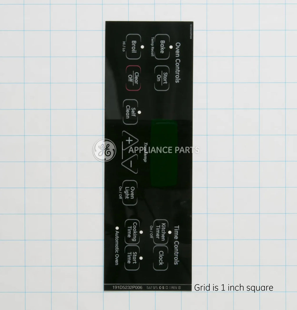 GE Range Faceplate Graphics Overlay WB27T11005