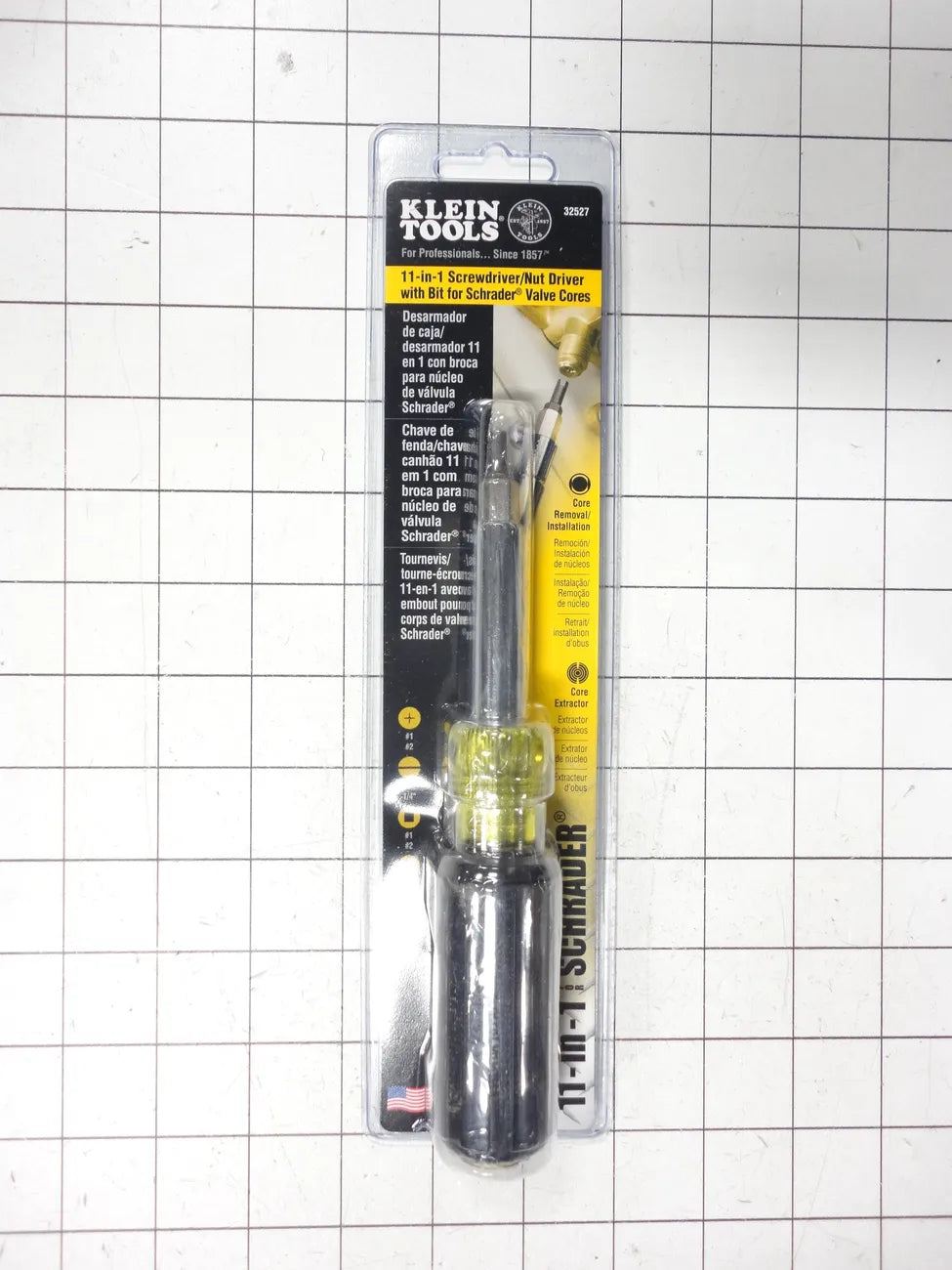 Klein Tools 11-in-1 HVAC Screwdriver / Nut Driver With Schrader Bits 32527