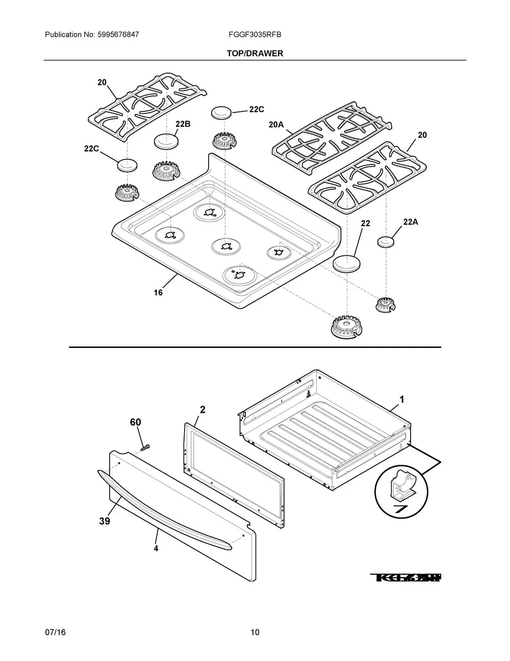 Frigidaire Range Stainless Outer Drawer Panel 5304494412