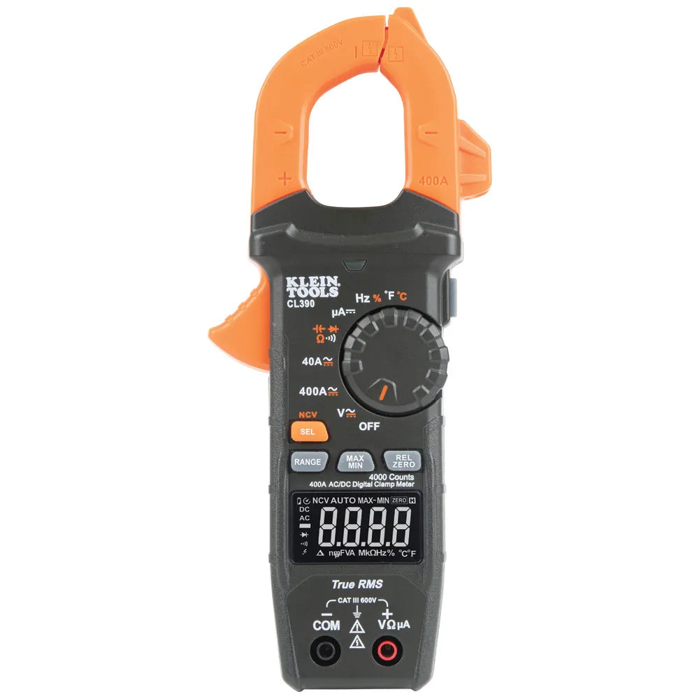 Klein Tools AC/DC Digital Clamp Meter, Auto-Ranging, 400A CL390