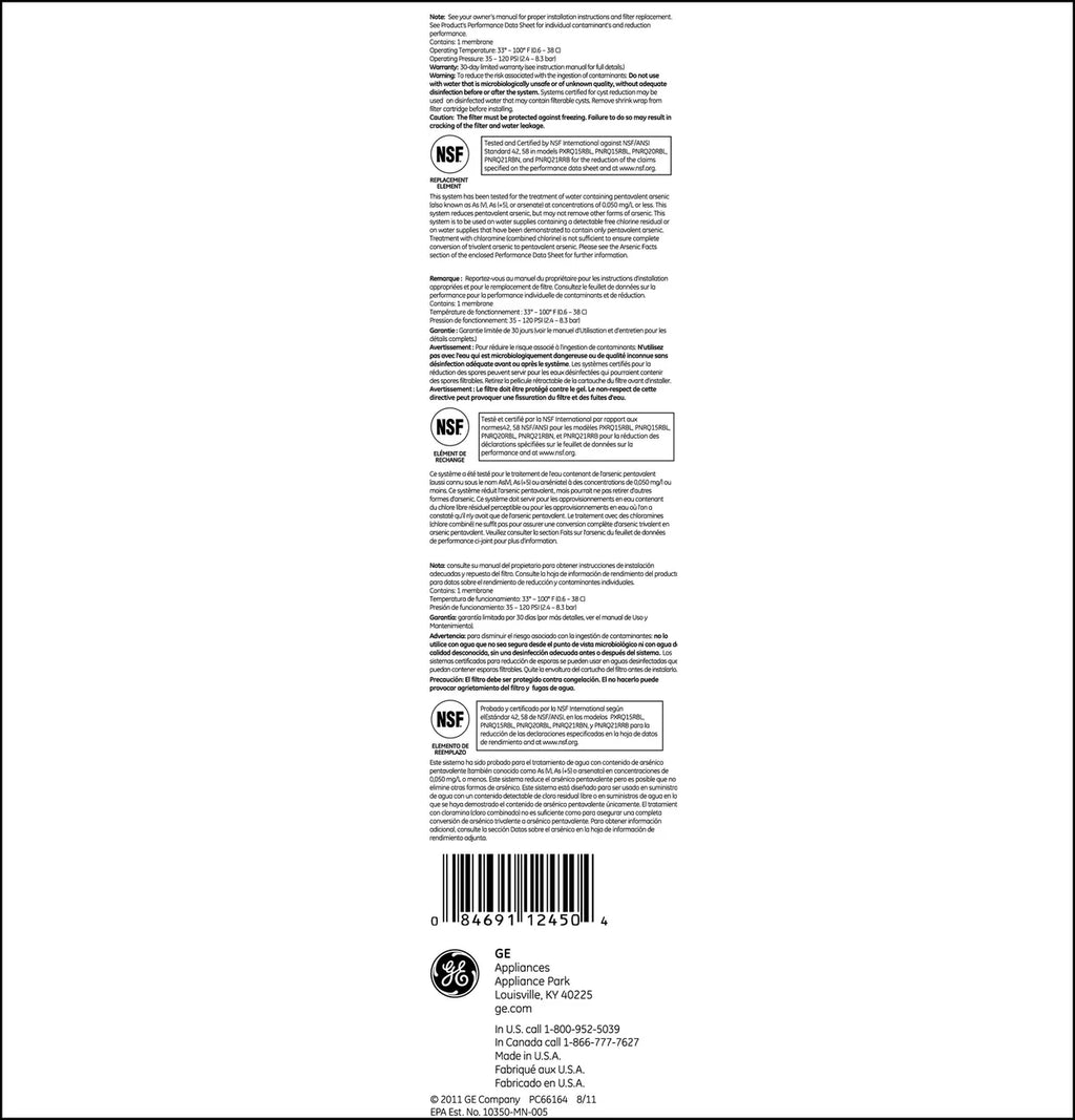 GE SmartWater Replacement RO Membrane Cartridge FQROMF