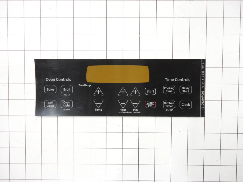 GE Range Control Board Faceplate Overlay WB27T11229