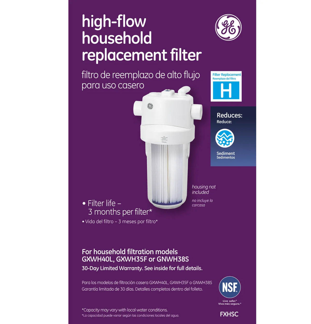 GE Water System Sediment Filter FXHSC