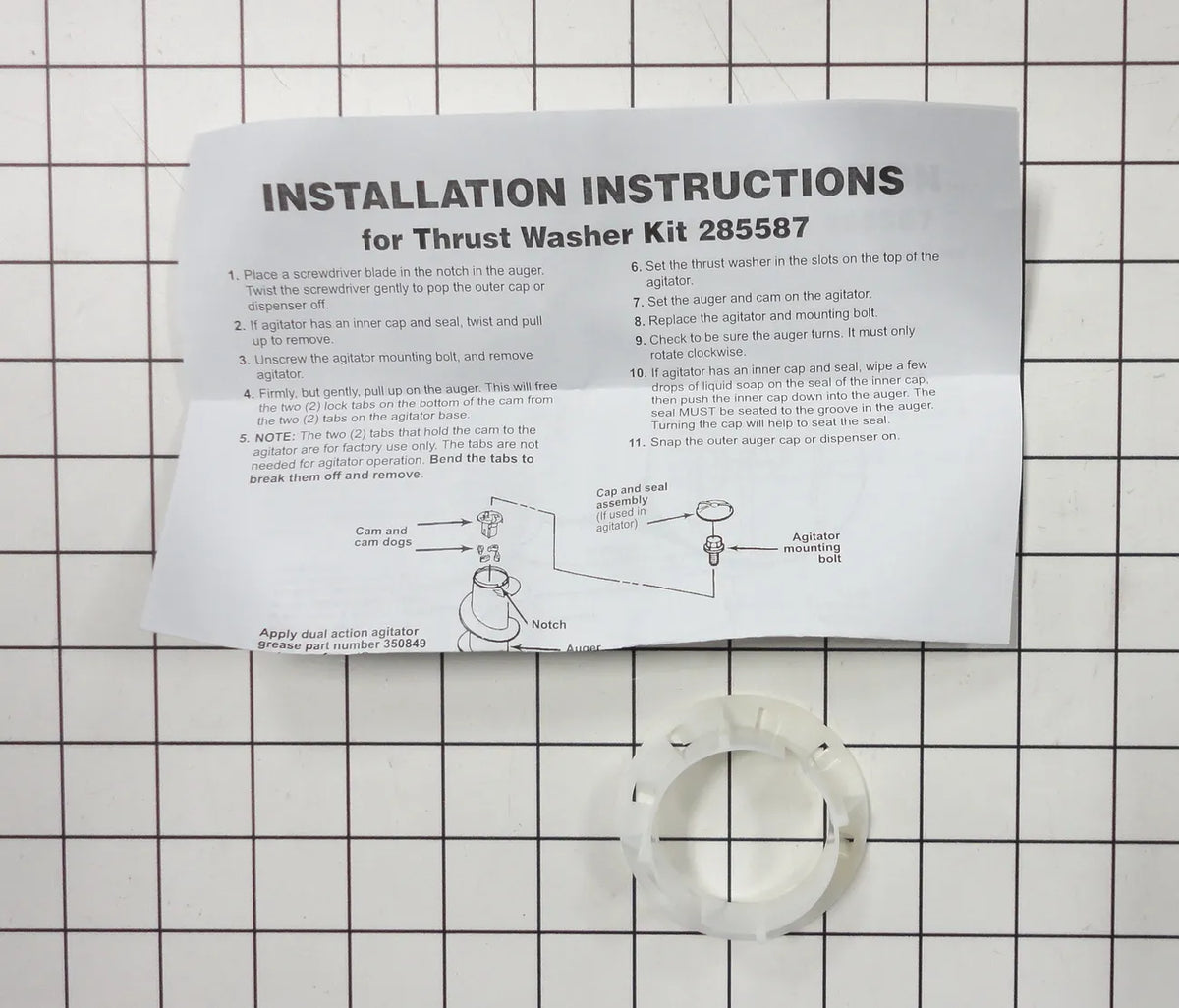 Whirlpool Washer Agitator Thrust Washer 285587