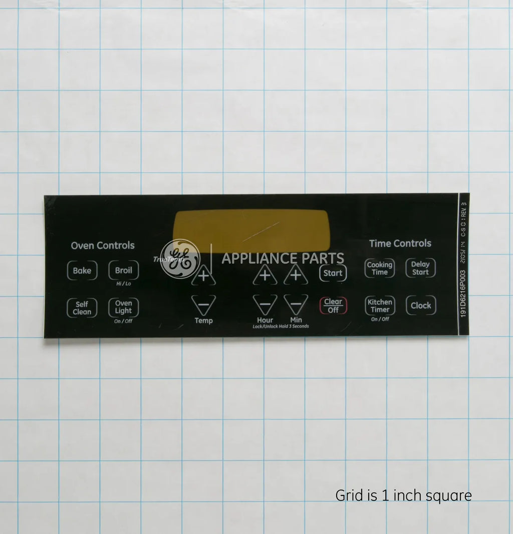 GE Range Control Board Faceplate Overlay WB27T11229