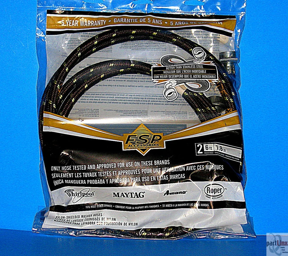 Whirlpool Washer 6 Ft. Braided Fill Hoses, 2 Pack 8212638RP