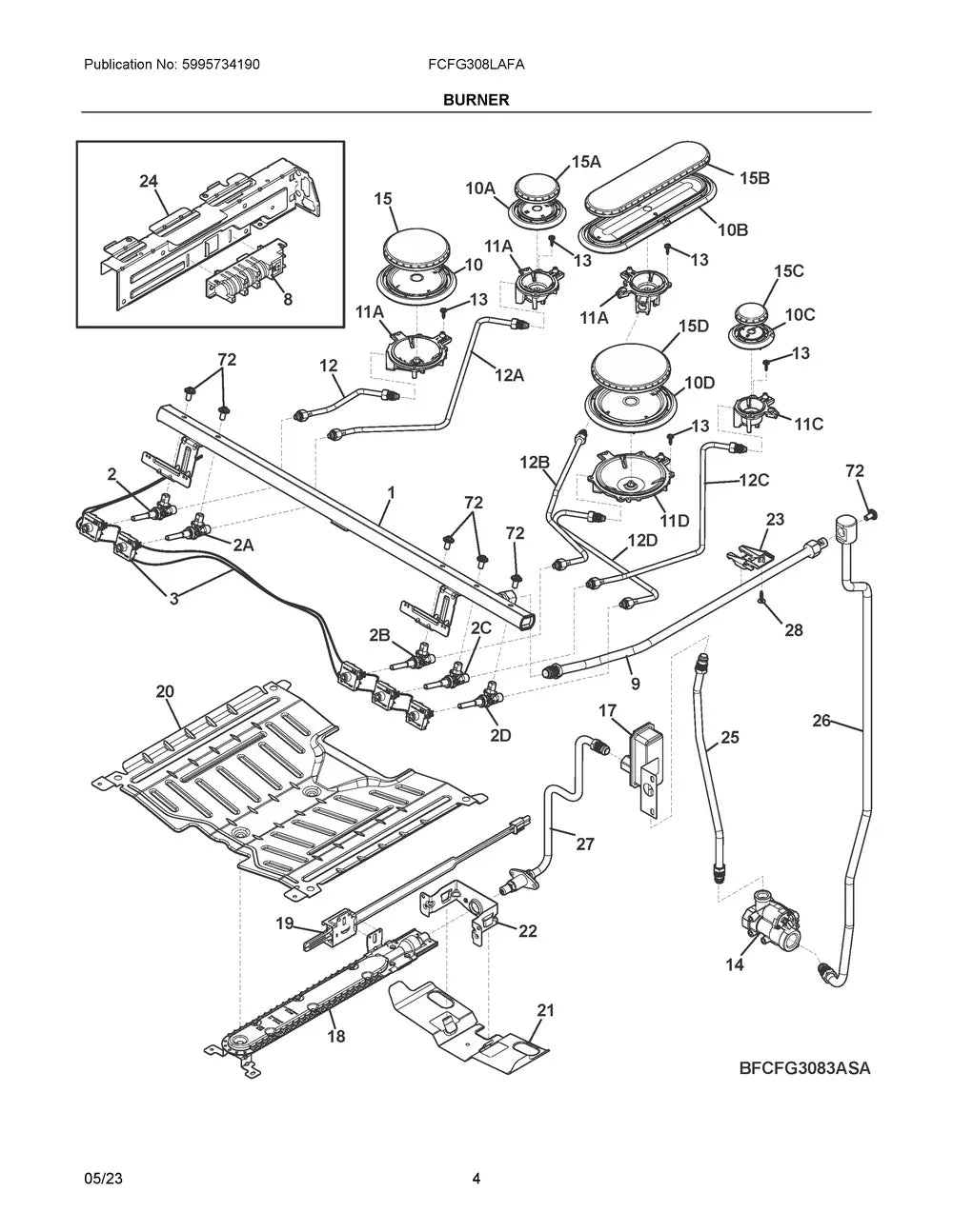 Frigidaire Range Gas Line Tube Assembly 5304534665