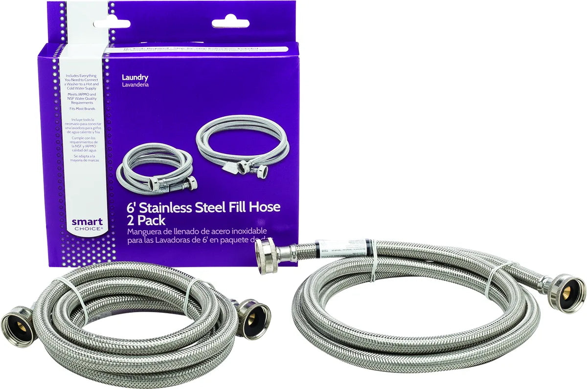 Frigidaire Stainless Steel Washer Fill Hoses 6 ft. 2 Pack 5304490736