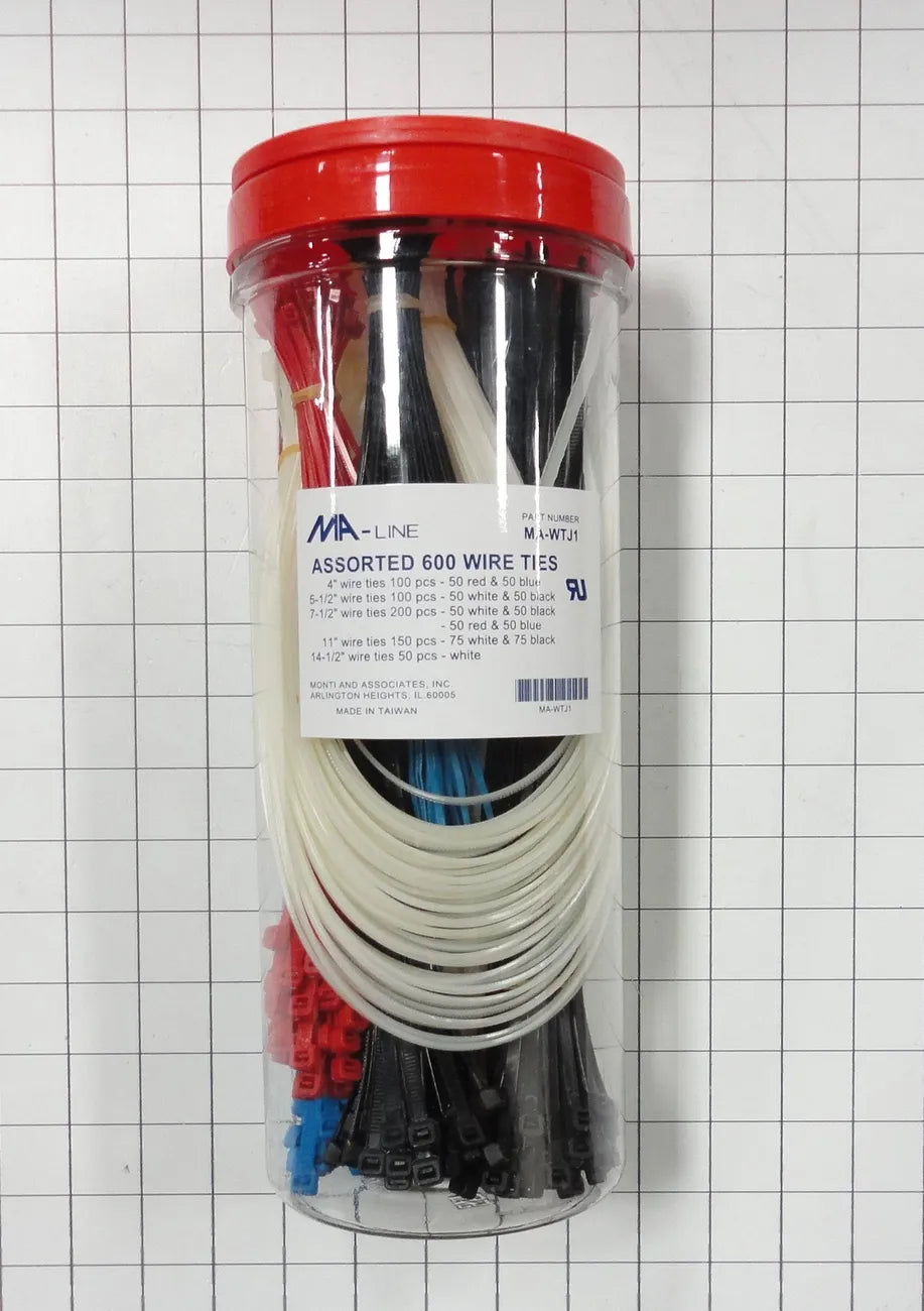 Monti & Associates Assorted Cable Tie Jar 600-Piece MA-WTJ1