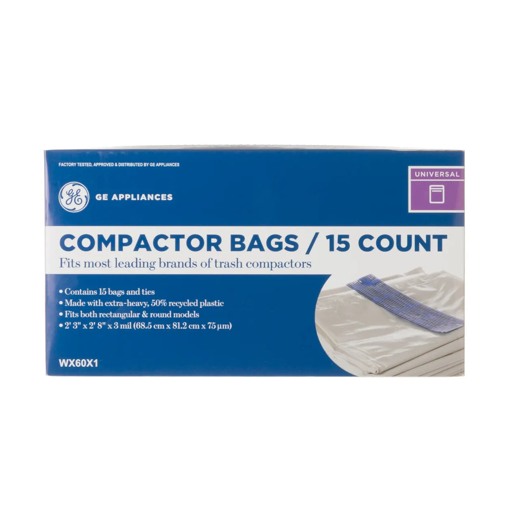 GE Trash Compactor Bags 15 In. Plastic 15-Pack WX60X1
